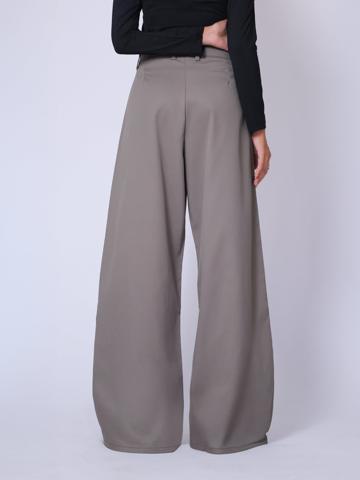Stone Grey Double Pleated Korean Pant