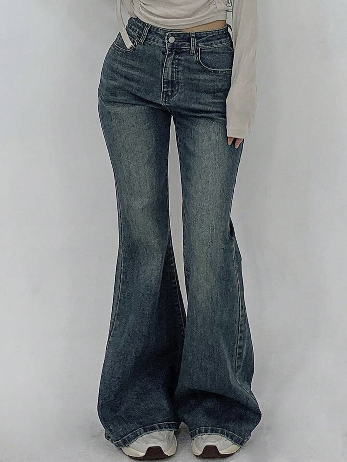 Stardust Blue Tinted Y2K Bootcut Jeans