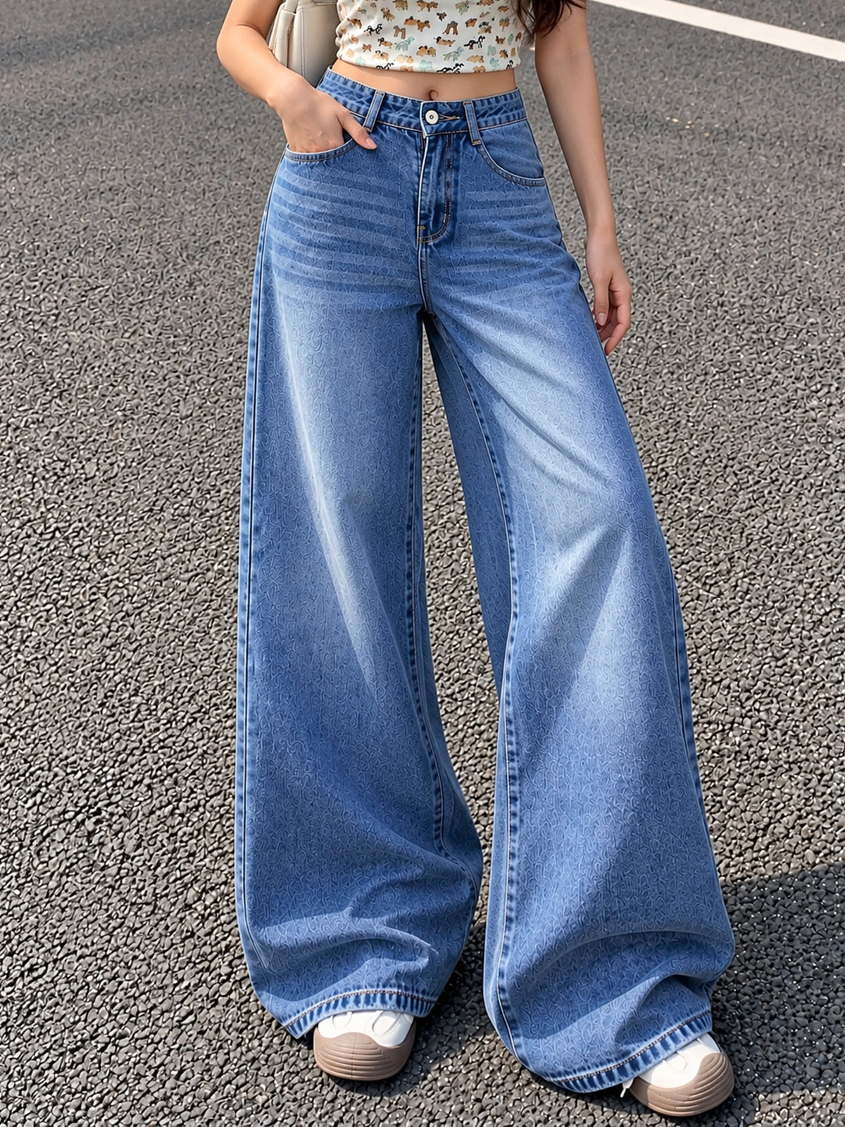 True Blue Washed Super Wide Leg Jeans