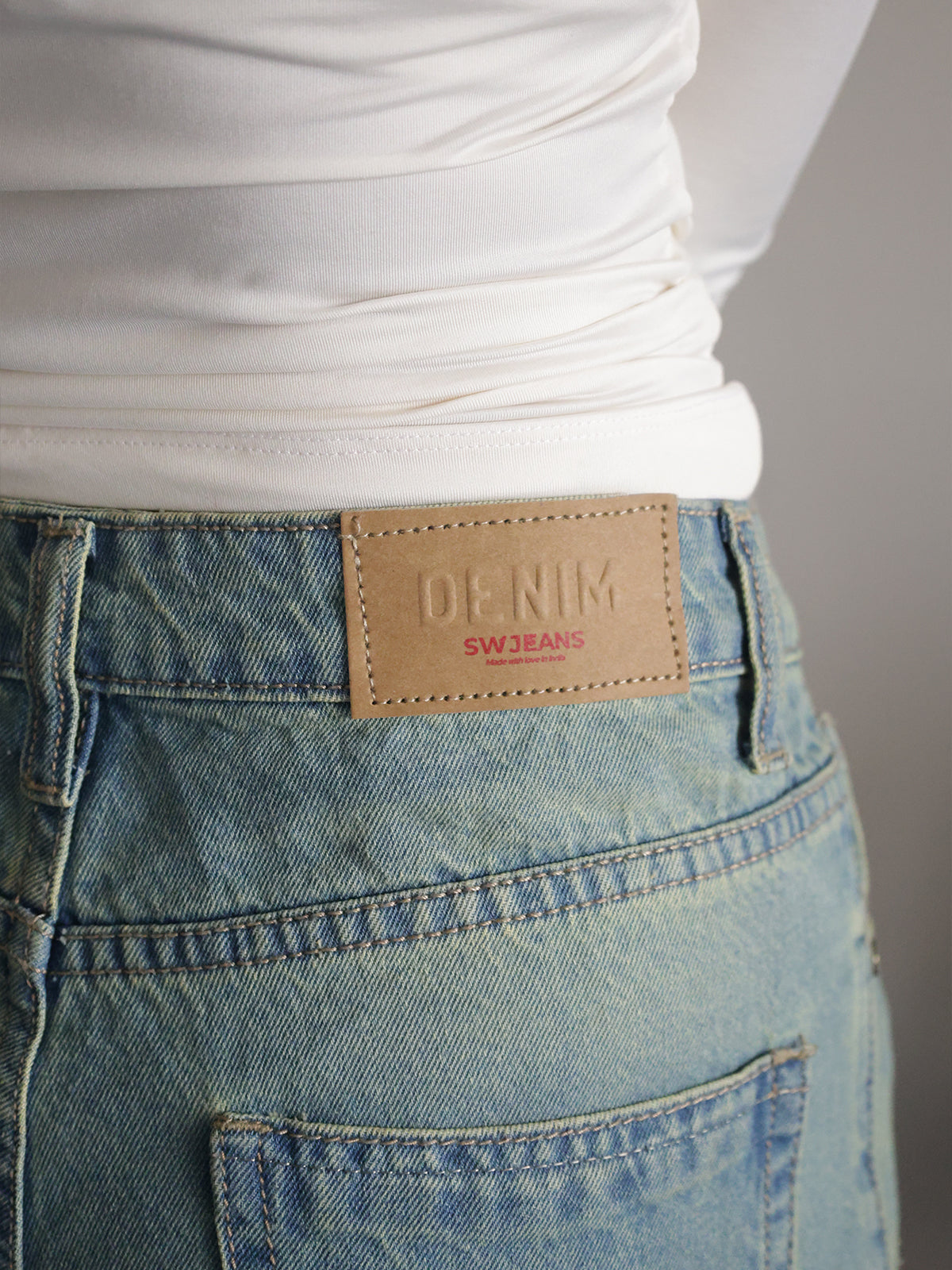 Arctic Blue Tinted Wide Leg Jeans