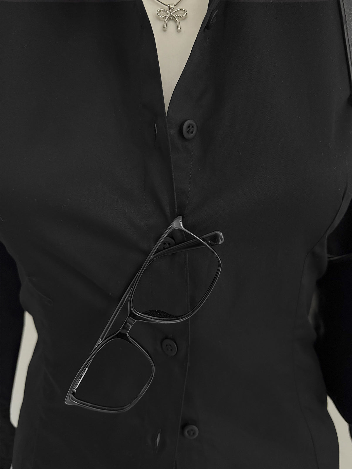 Black Long Sleeve Y2K Fitted Shirt