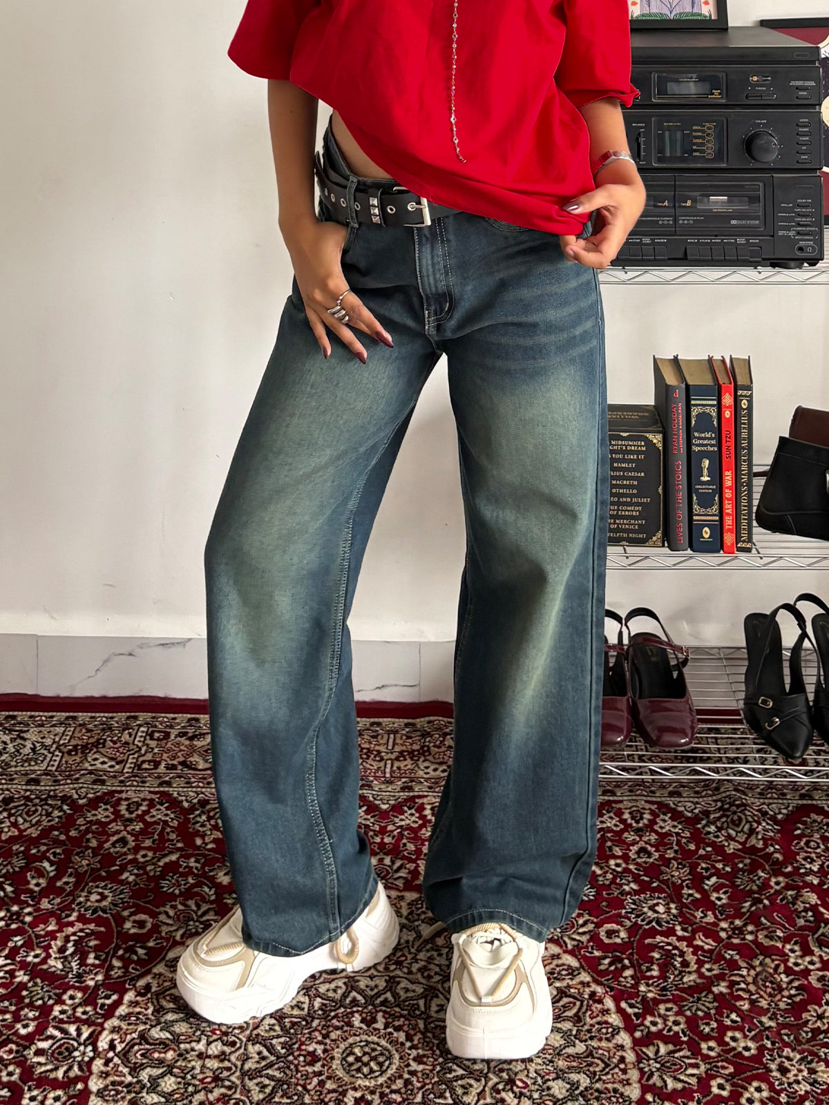 Vintage Green Tinted Straight Leg Jeans