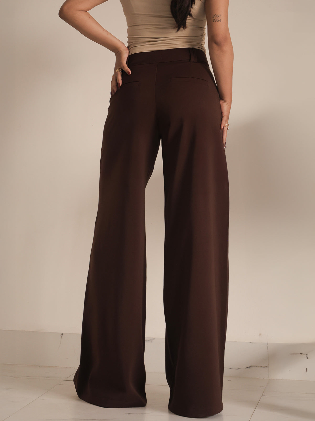 Chocolate Brown Low Waist Wide Leg Korean Pants
