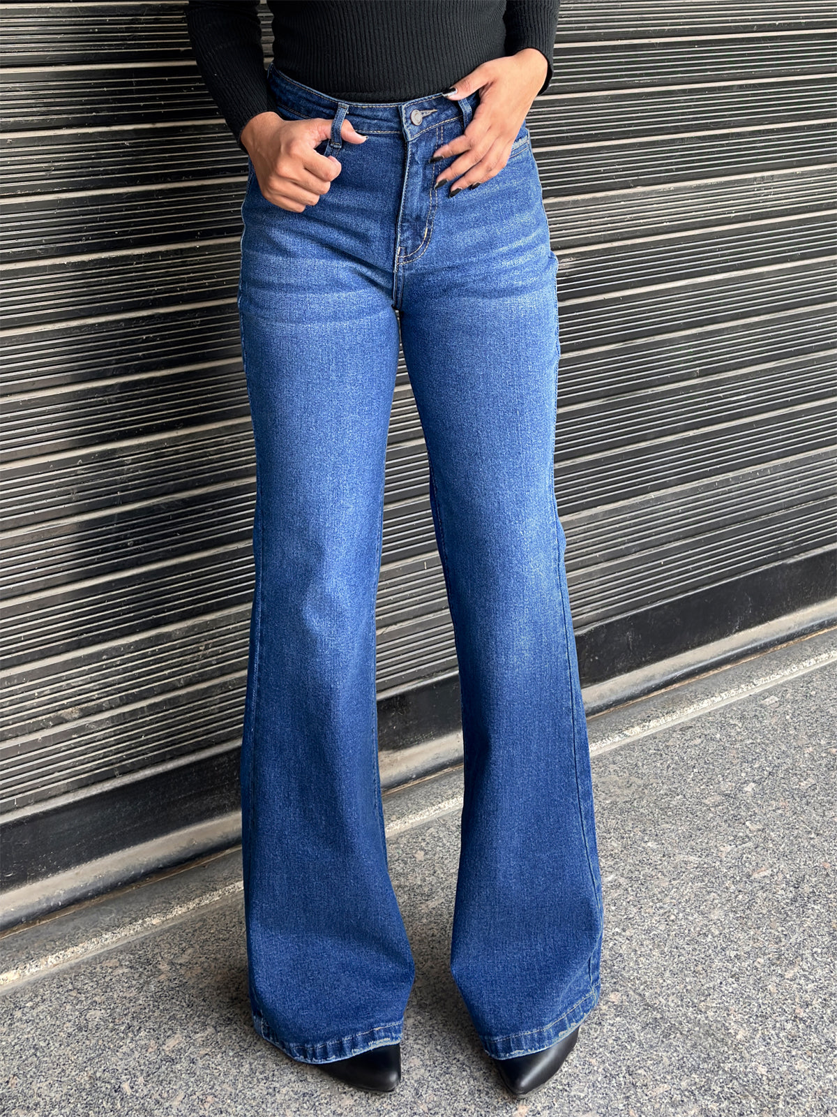 Premium Ocean Blue Whisker Bootcut Jeans