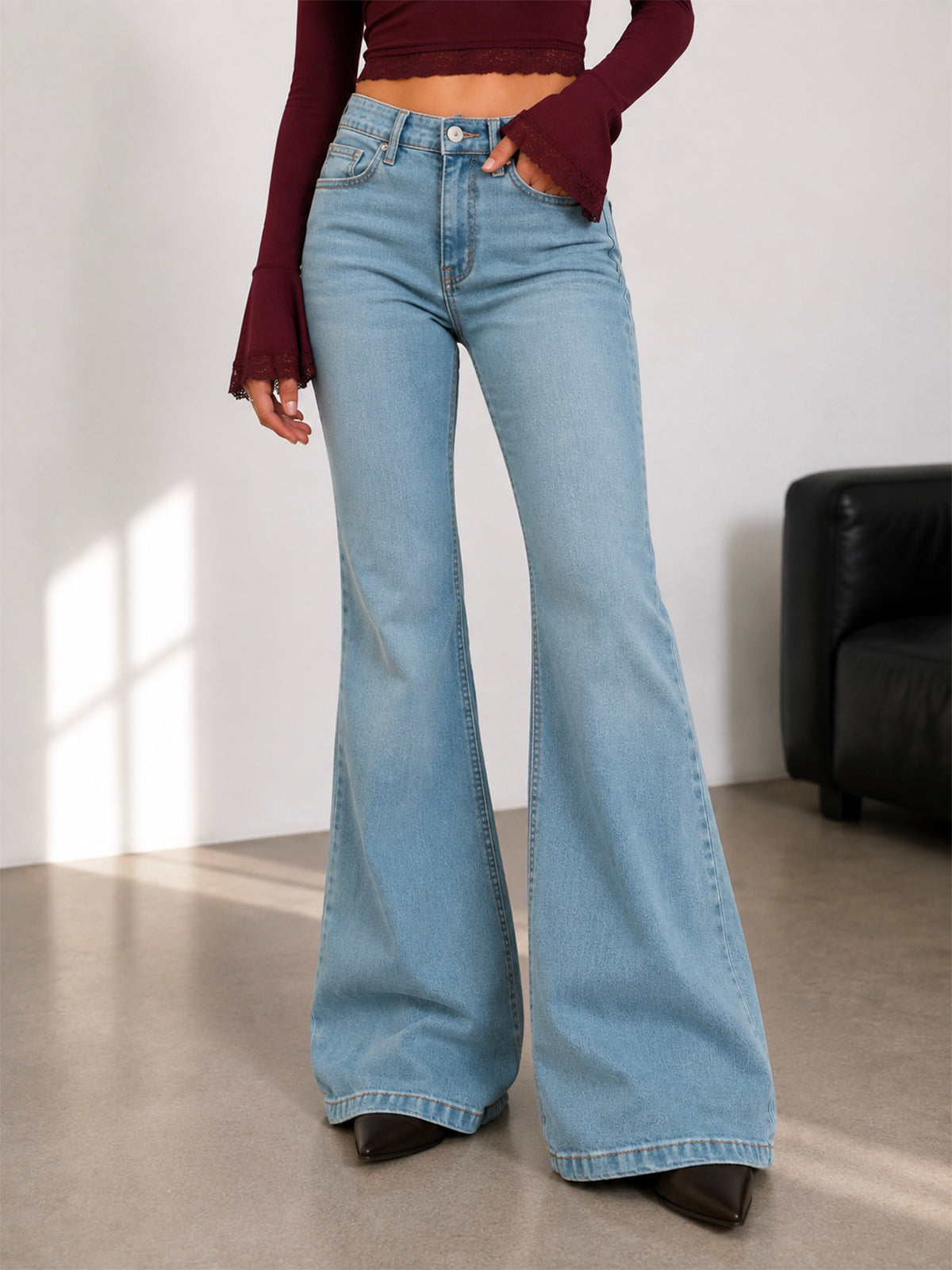 Premium Arctic Blue Washed Bootcut Jeans