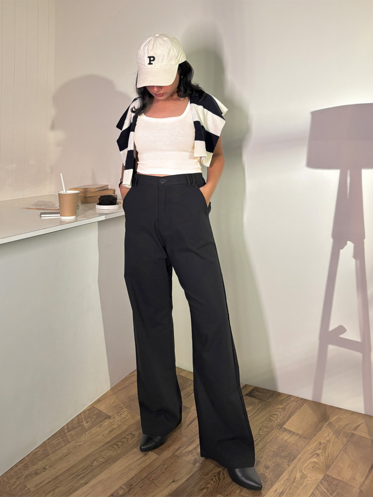 Black Linen Wide leg Trousers