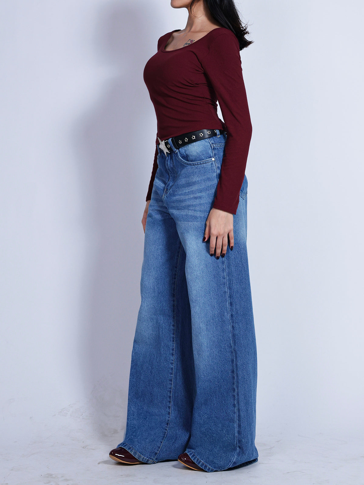 True Blue Washed Super Wide Leg Jeans