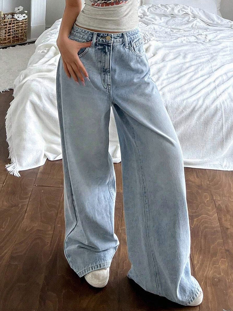 80s Snowy Blue Washed Super Wide Leg Jeans