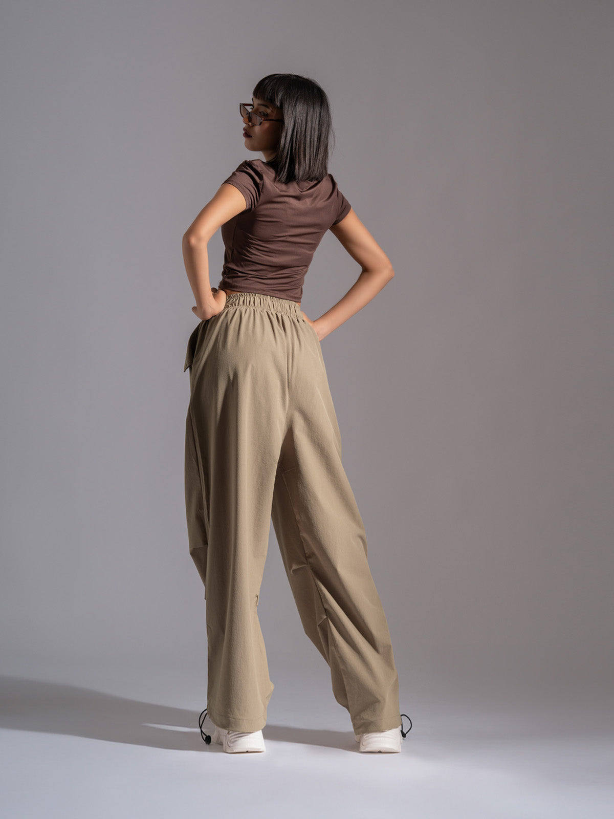 Sand Nylon Baggy Parachute Pants