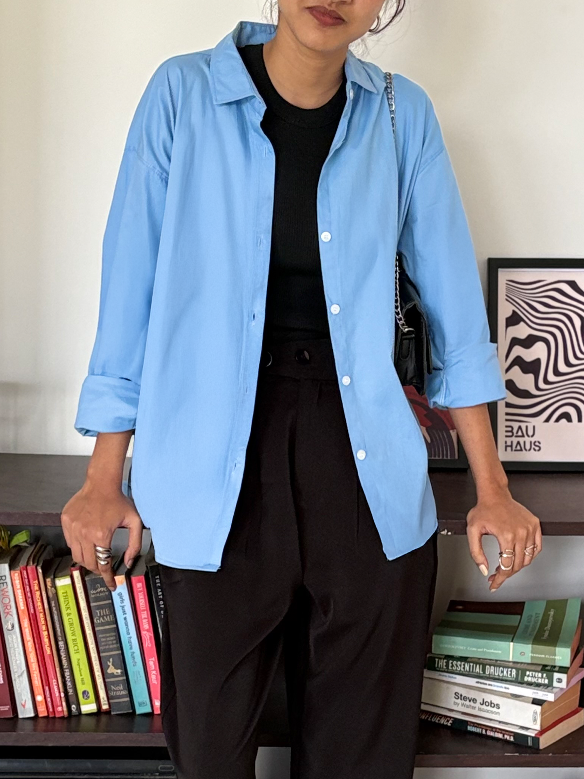 Powder Blue Oversized Poplin Shirt