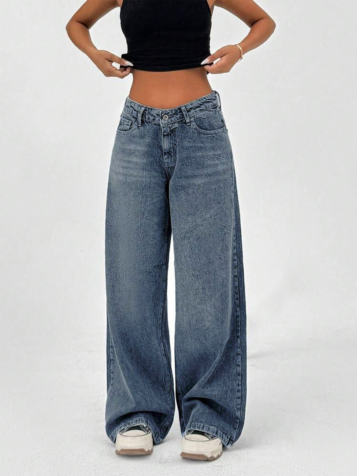 Dusky Blue Tinted Super Wide Leg