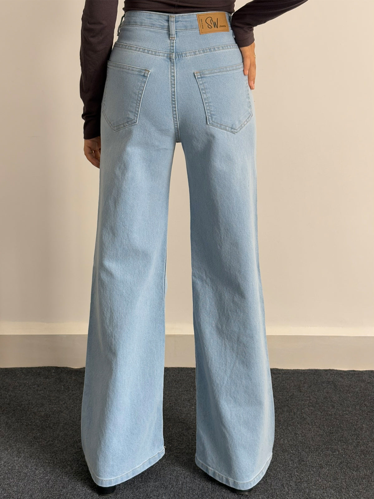 Luxe Cool Blue Cat Whisker Stretchable Super Wide Leg Jeans