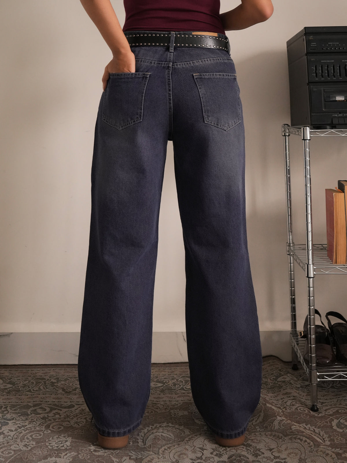 Indigo dusk blue tinted straight leg jeans