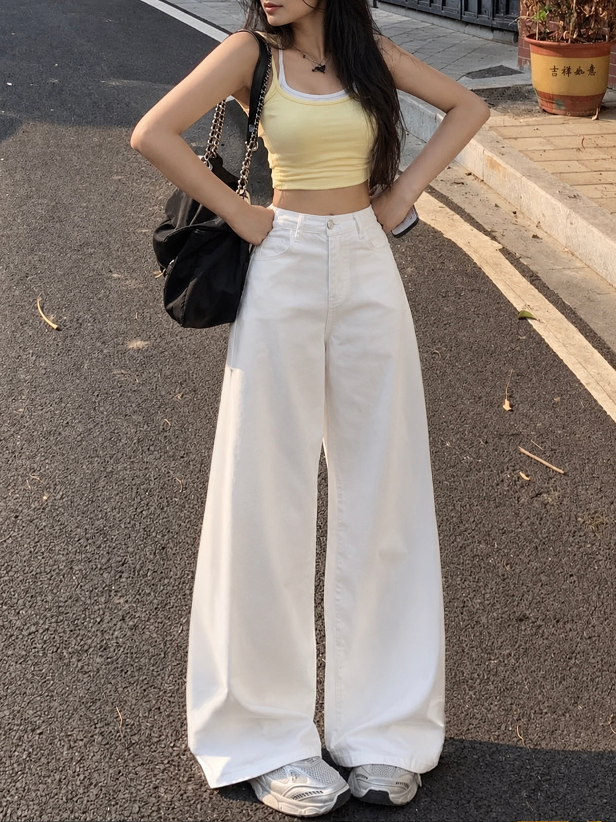 Dove White Washed Wide Leg Jeans