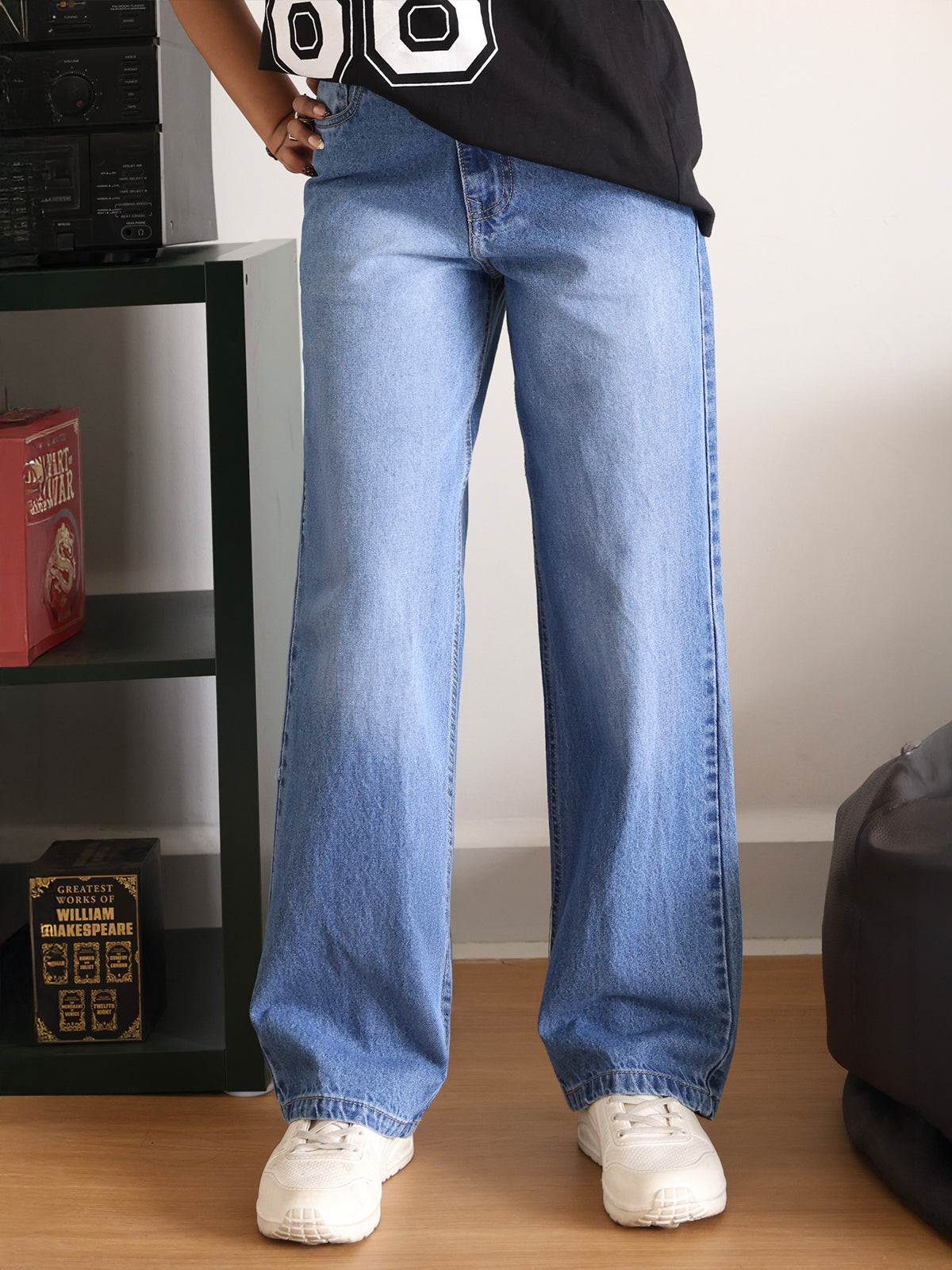 Frost Blue Washed Straight Leg Jeans