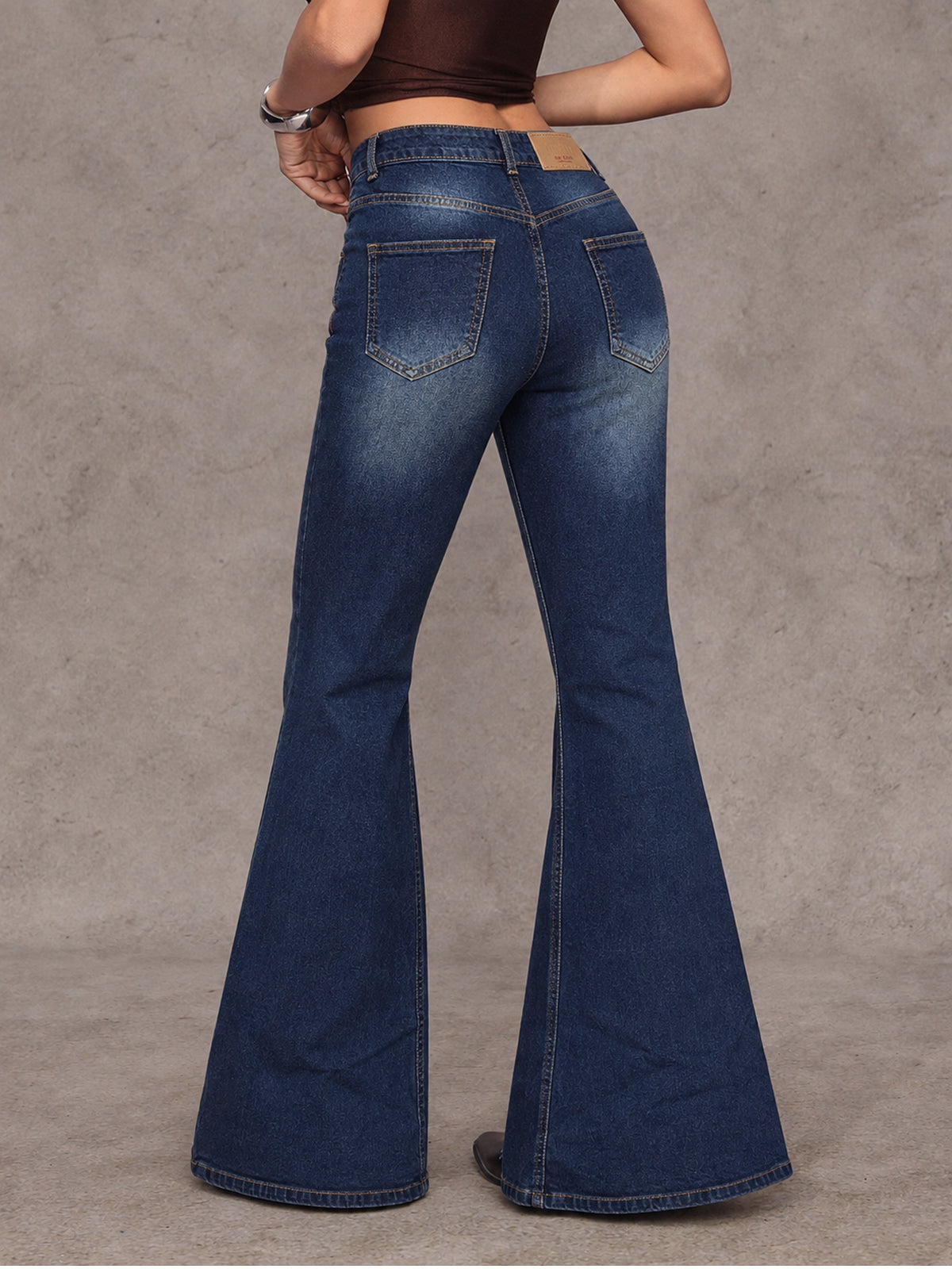 Mystic Navy Whisker Bell Bottom Jeans