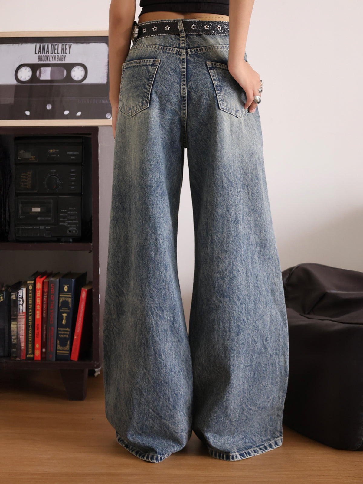 Steel Blue Tinted Super Wide Leg Jeans