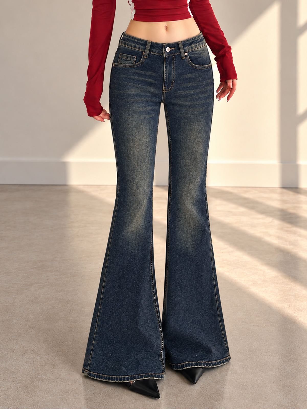 Nile Blue Whisker Bootcut Jeans