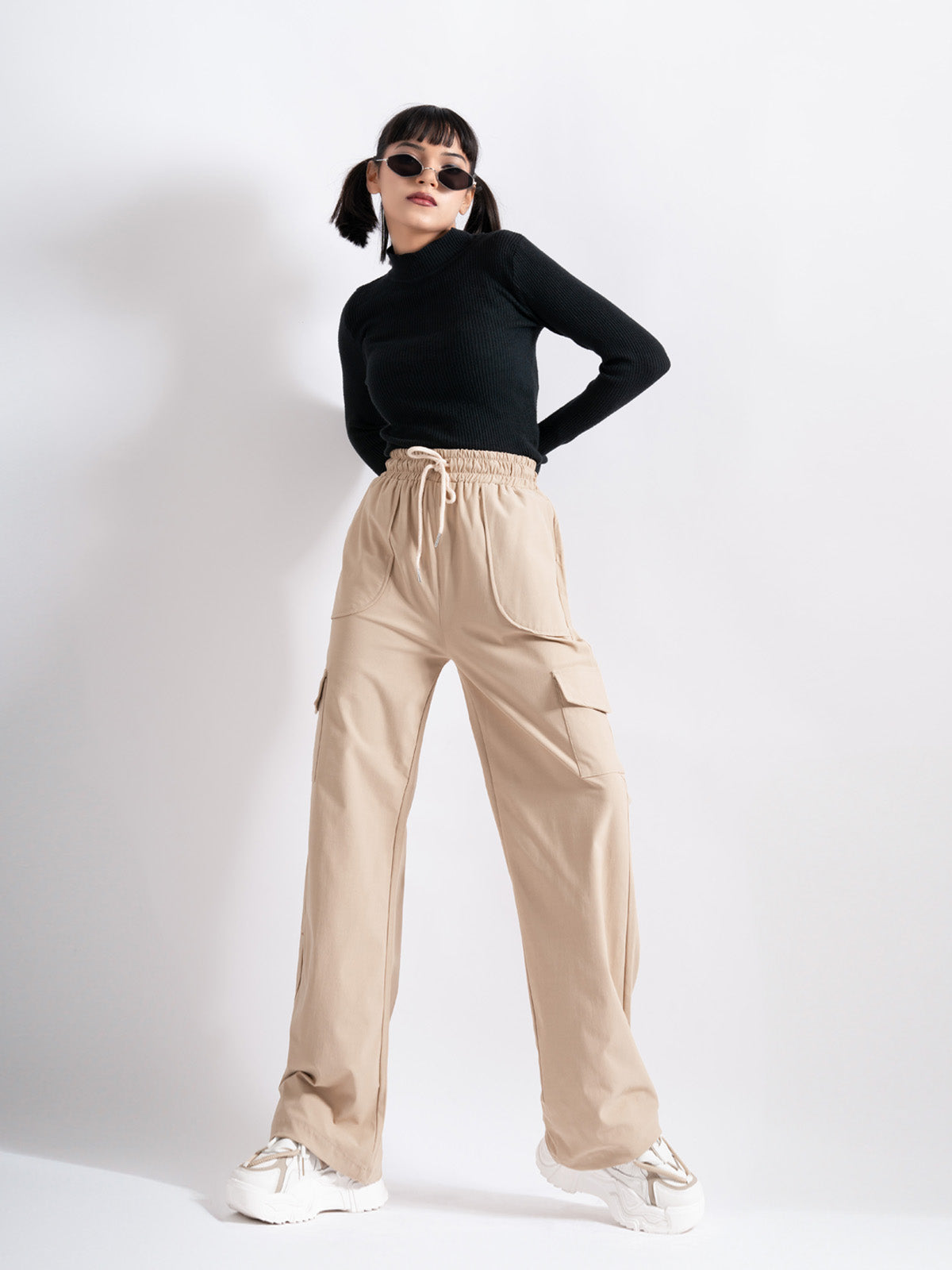 Beige Utility Cargo Trousers