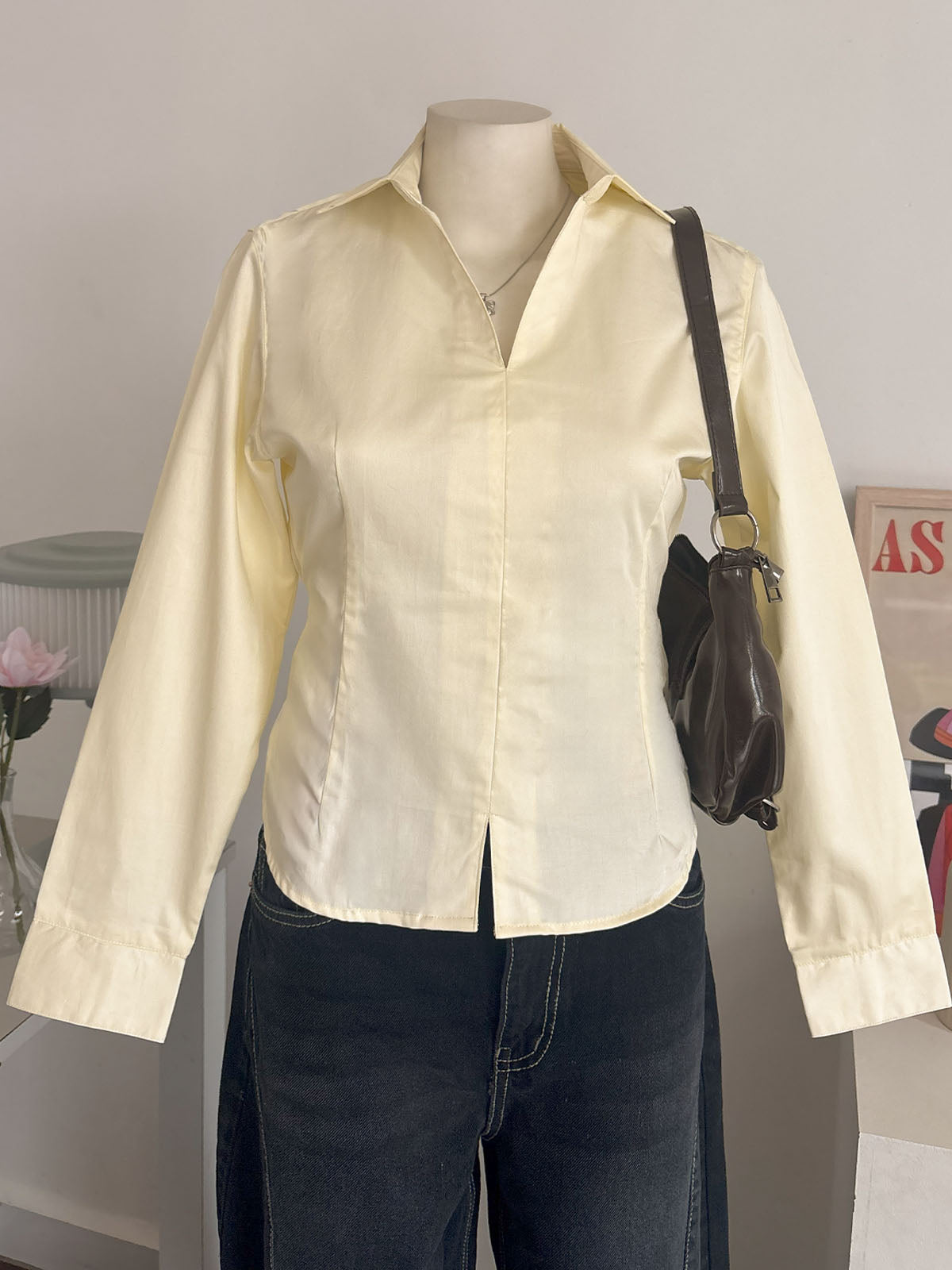 Butter Yellow Corset Fitted Shirt