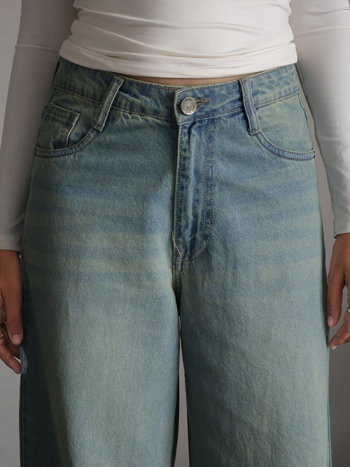Arctic Blue Tinted Wide Leg Jeans