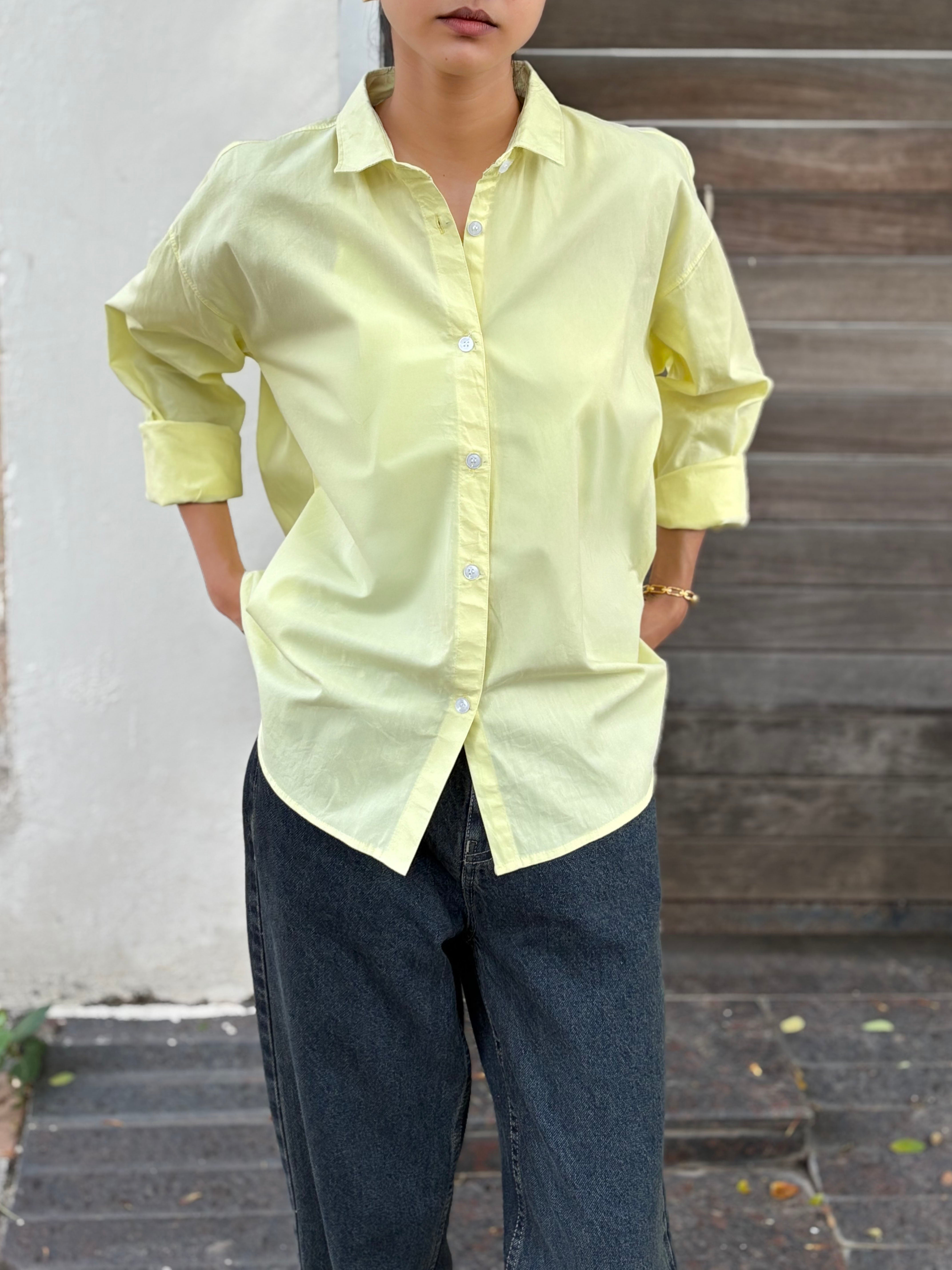 Butter Yellow Oversized Poplin Shirt