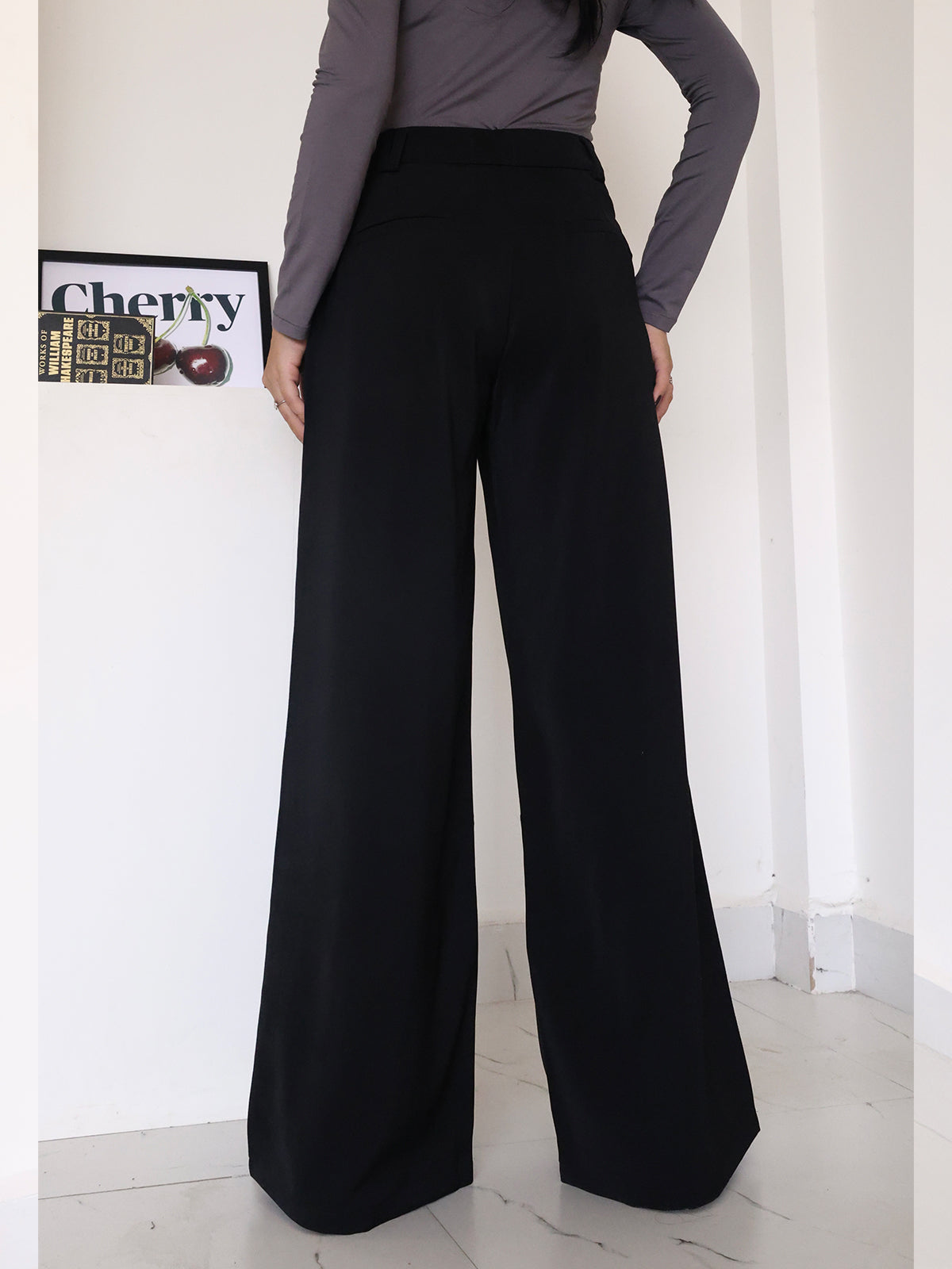 Black Low Waist Wide Leg Korean Pants