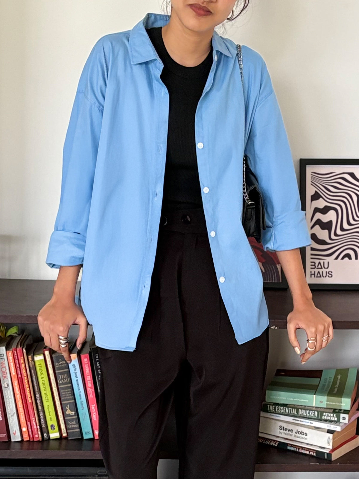 Powder Blue Oversized Poplin Shirt