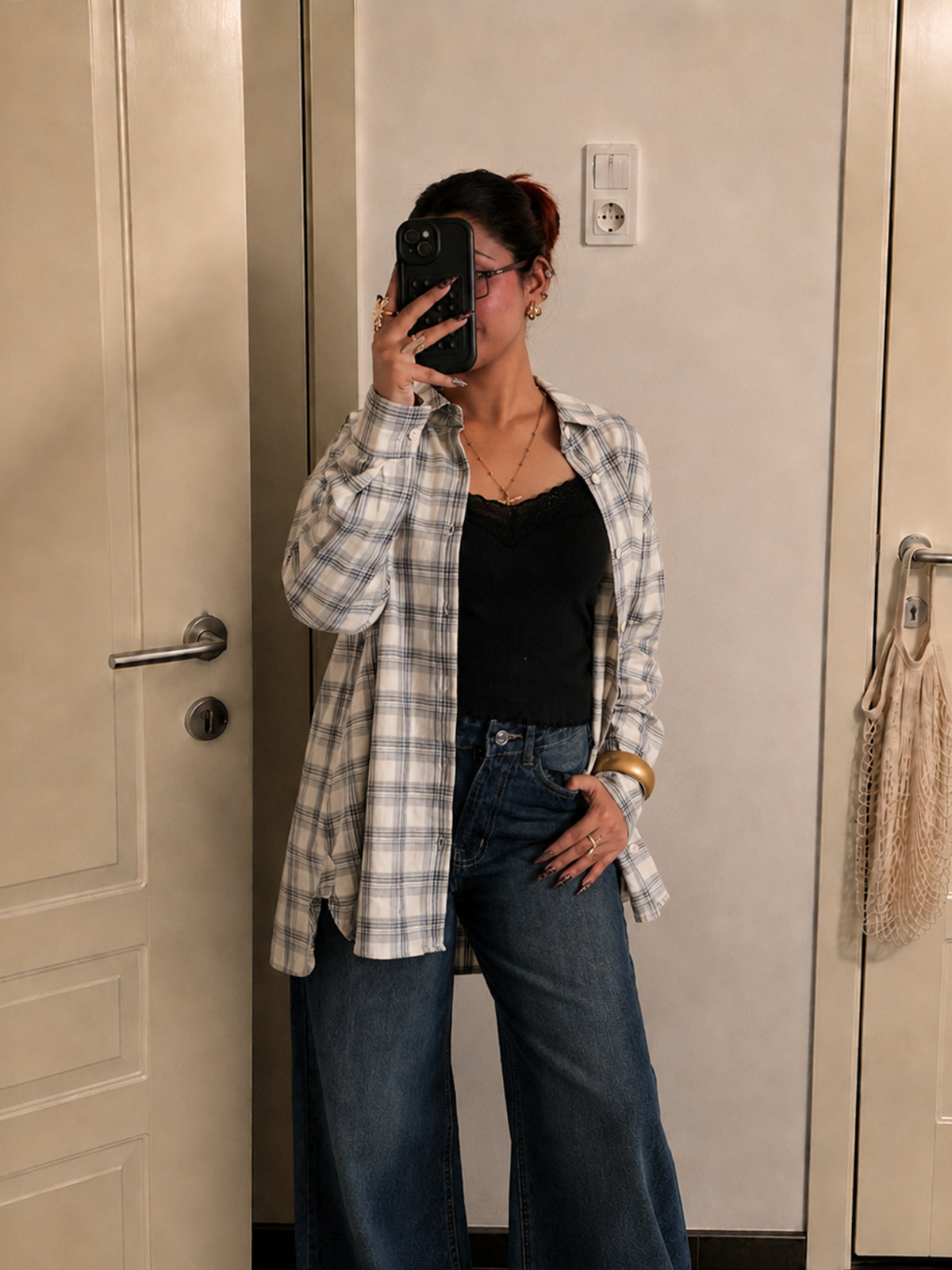 Dove Grey Plaid Oversized Shirt