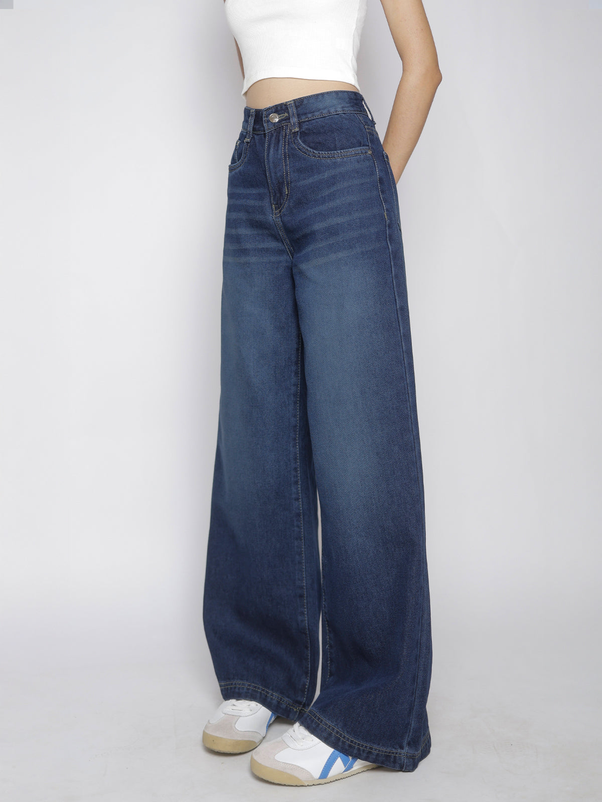 Starry Blue Washed Super Wide Leg Jeans