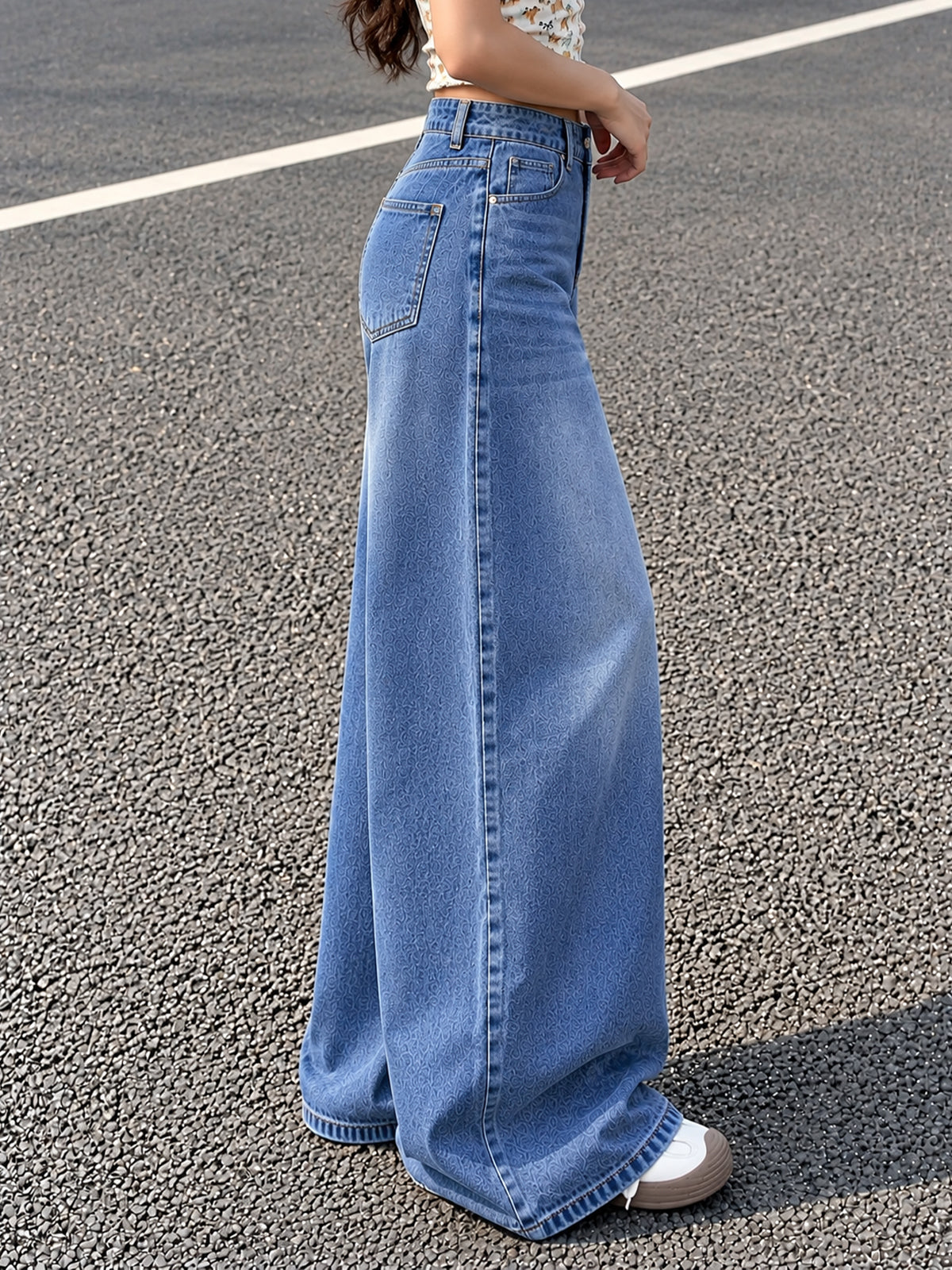 True Blue Washed Super Wide Leg Jeans