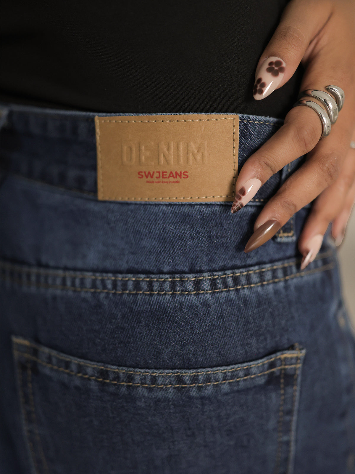 Classic Blue Washed Wide Leg Jeans