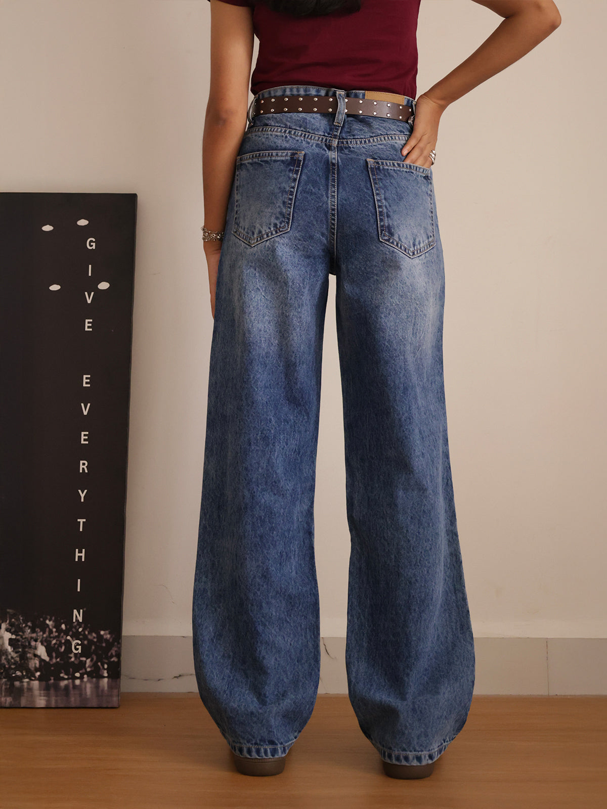 Cosmos Blue Tinted Straight Fit Jeans