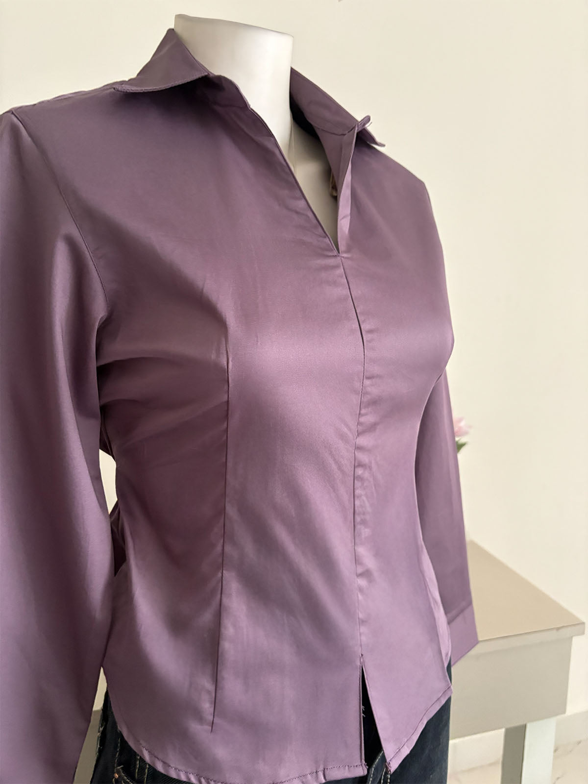 Dusty Mauve Corset Fitted Shirt