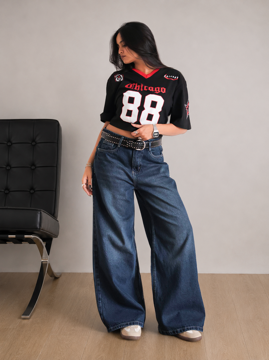 Deep Ocean Blue Washed Ultra Wide Leg Jeans  