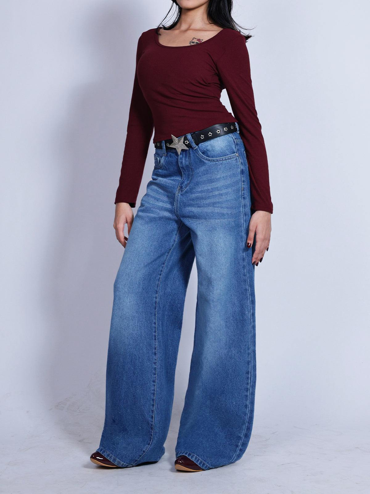 True Blue Washed Super Wide Leg Jeans
