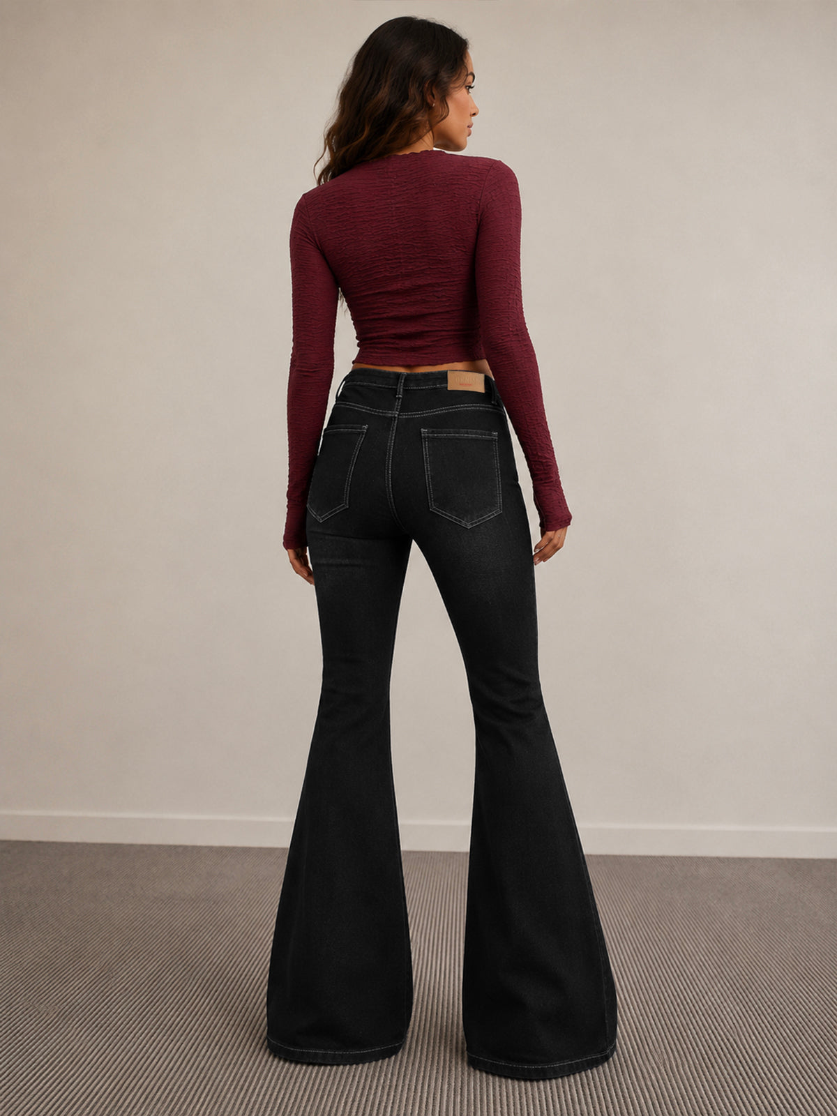Premium Space Black Washed Bootcut Jeans  