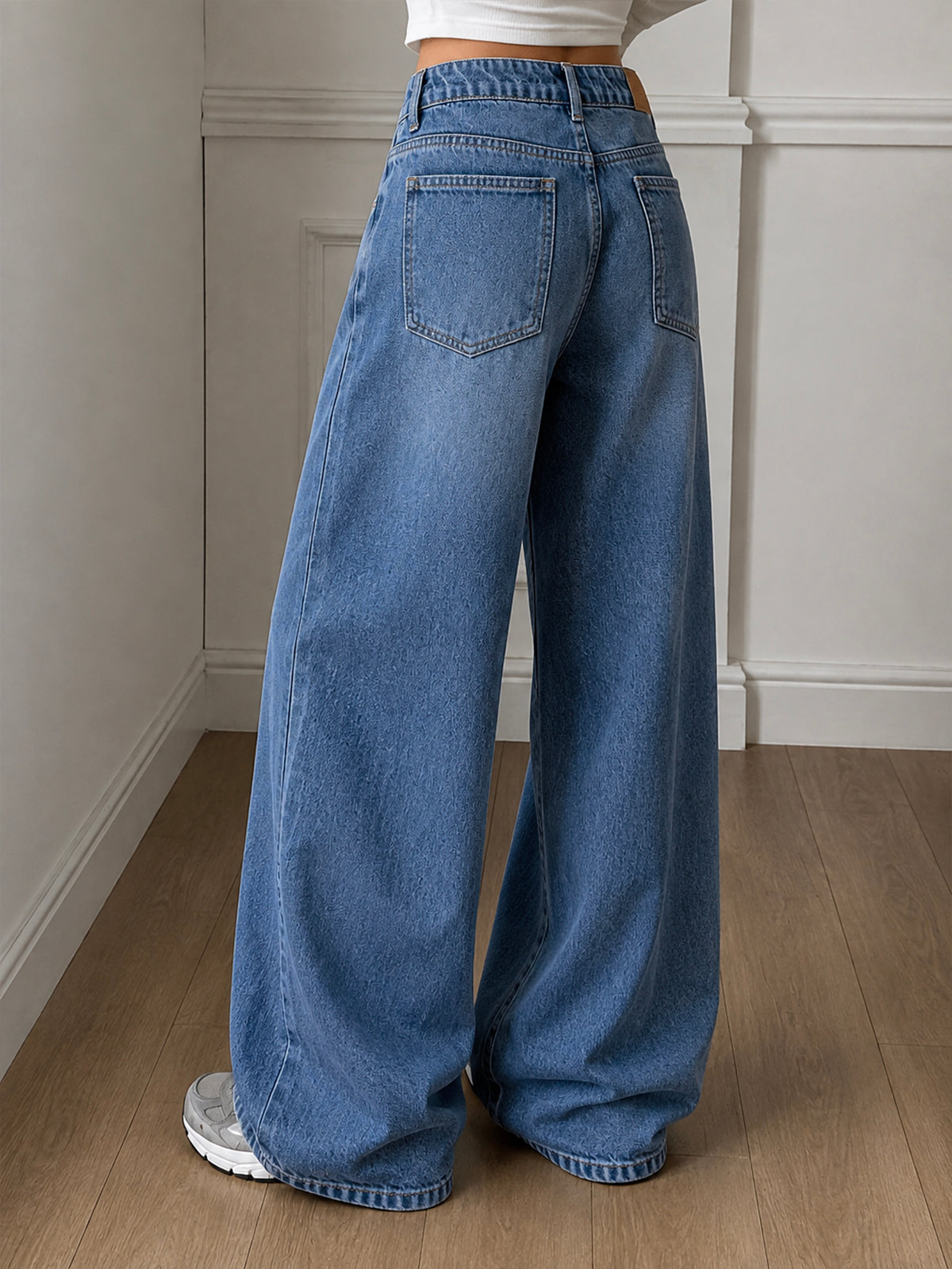 Breezy Blue Panelled Wide Leg Jeans