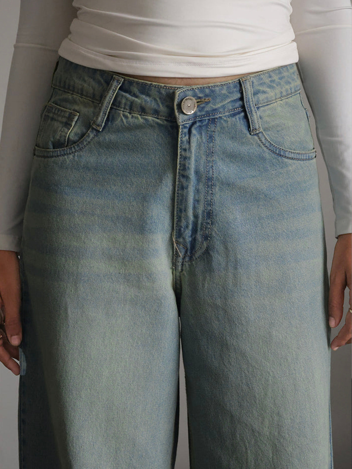 Arctic Blue Tinted Wide Leg Jeans