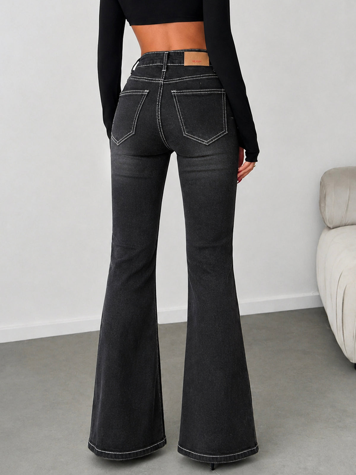Carbon Black Washed Bootcut Jeans