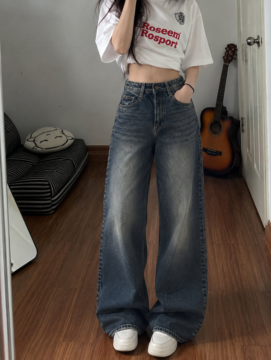 Celestial Blue Washed Wide Leg Jeans