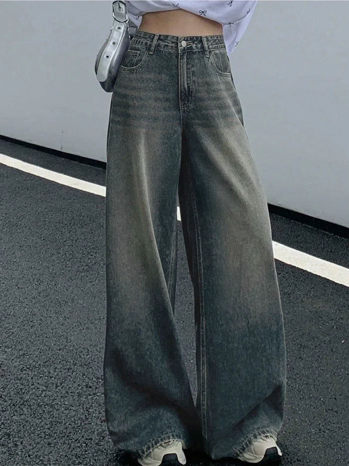 Aurora Blue Washed Super Wide Leg Jeans