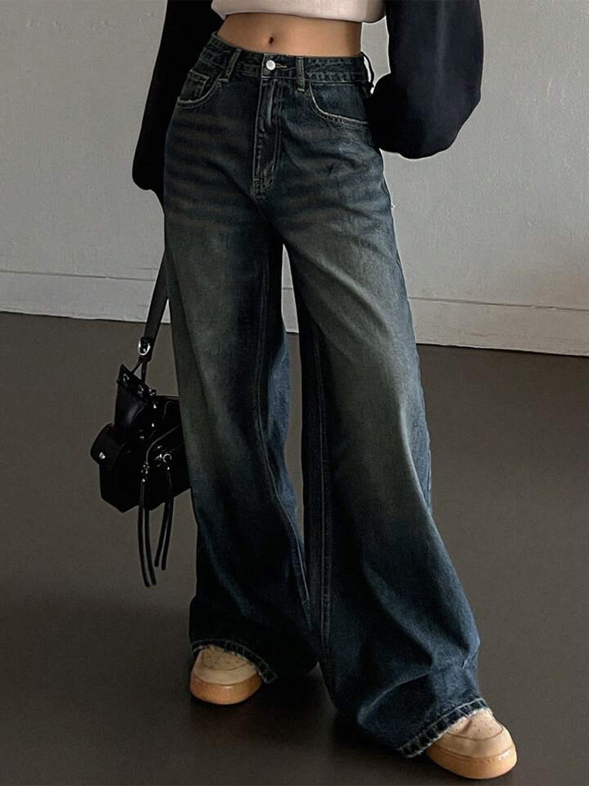 Space Blue Tinted Super Wide Leg Jeans