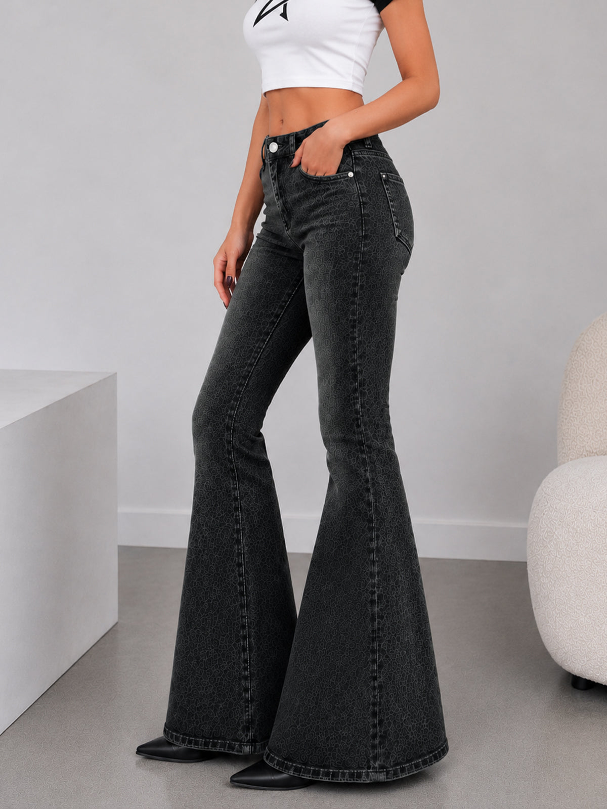 Eclipse Grey Washed Bootcut Jeans
