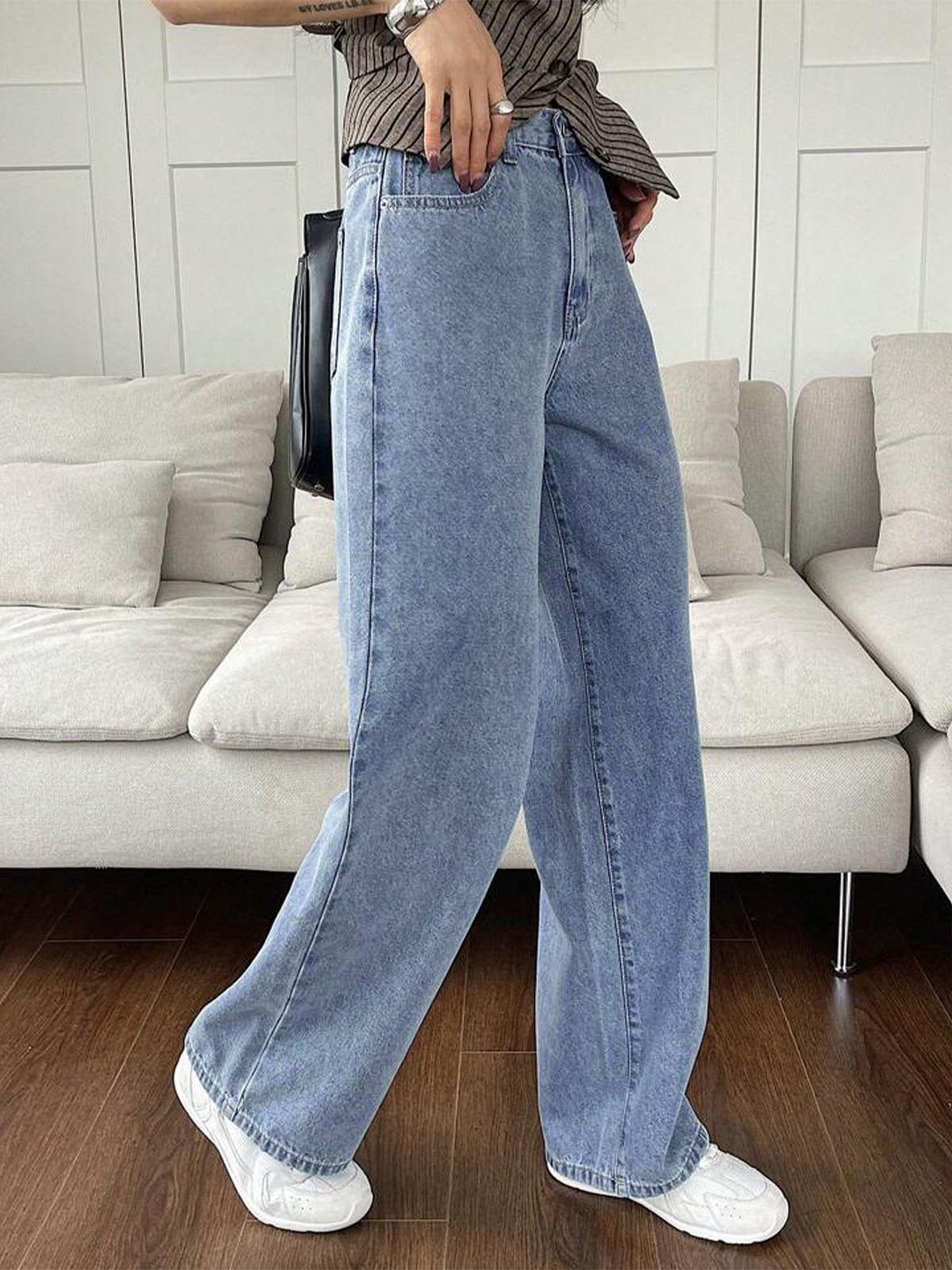 Dusty Blue Straight Fit Jeans