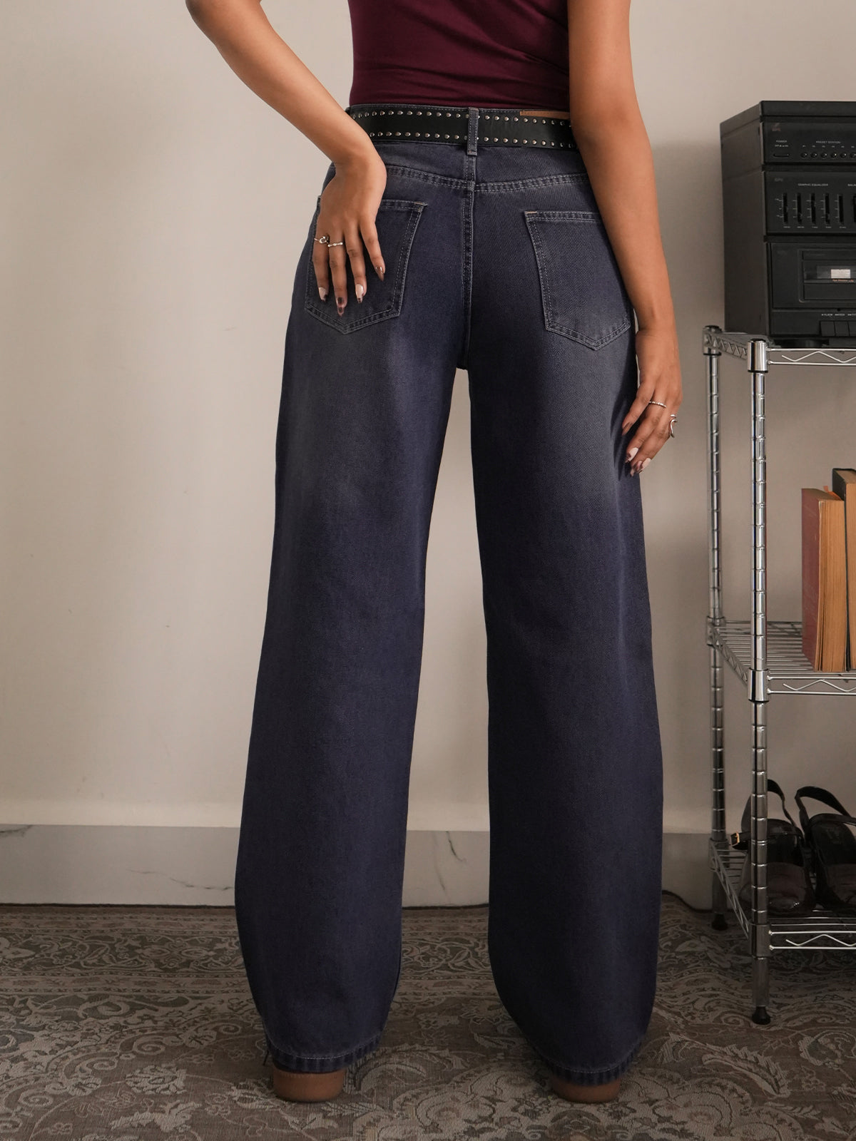 Indigo dusk blue tinted straight leg jeans