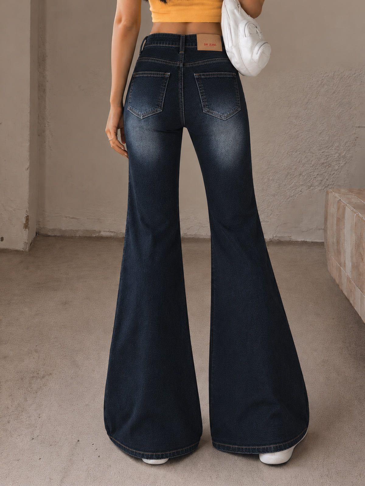 Sleek Black Washed Bell Bottom Jeans