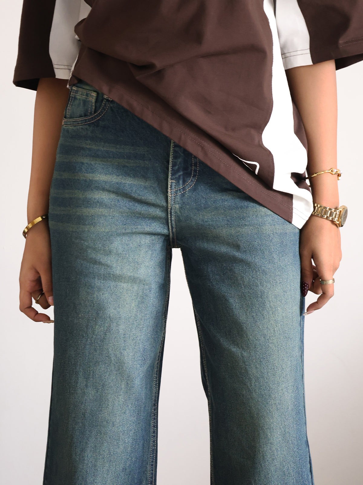 Moonlight Green Tinted Straight Leg Jeans