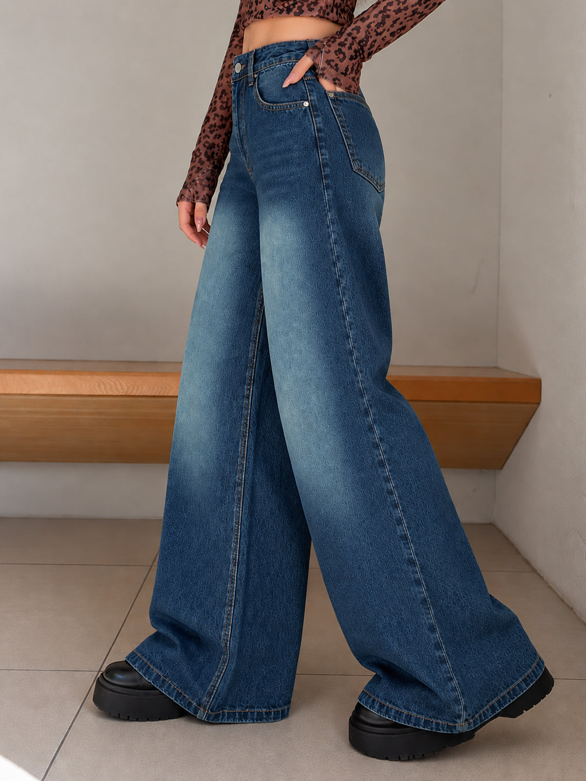 Star Sapphire Washed Wide Leg Jeans