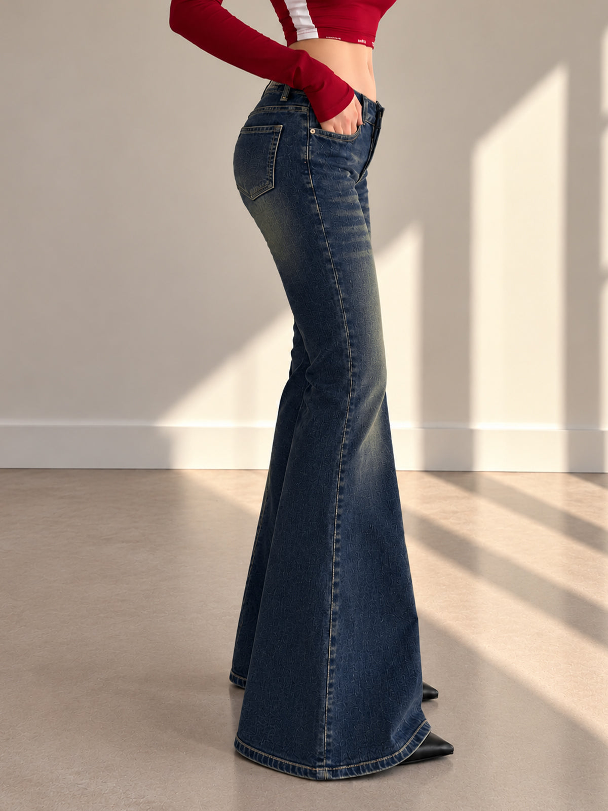 Nile Blue Whisker Bootcut Jeans